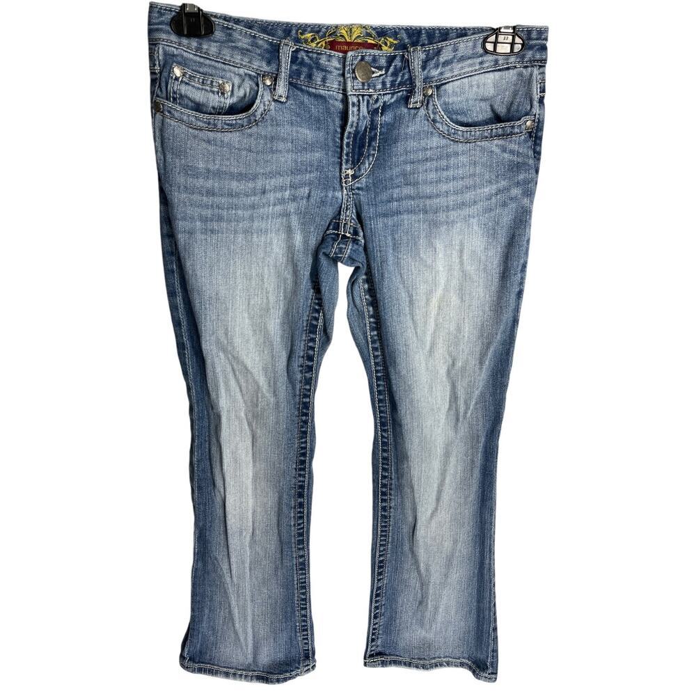 Maurices Jeans Junior Size 5 Short Blue Bootcut Cotton Blend Denim Low Rise Y2K